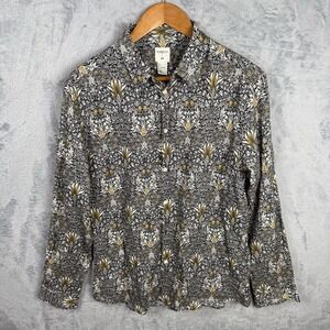H&M X MORRIS & CO. SNAKESHEAD PRINT INDIGO FABRIC BUTTON DOWN SHIRT MEN'S L